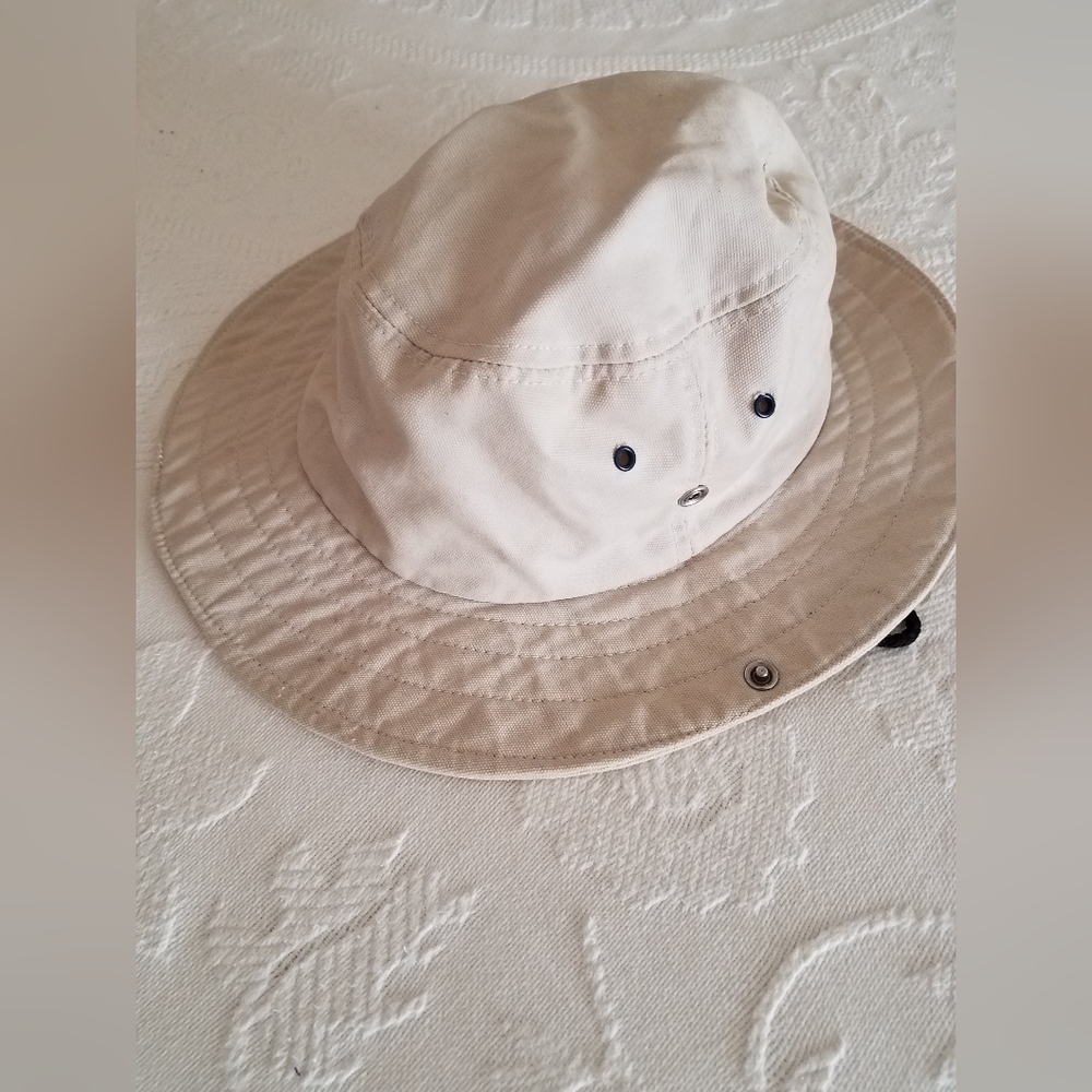 EMF Shielding Light Beige Bucket Hat with Chin Cord